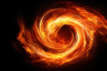 Dynamic fiery vortex ignites with intense energy and brilliant light, creating a powerful abstract visual.