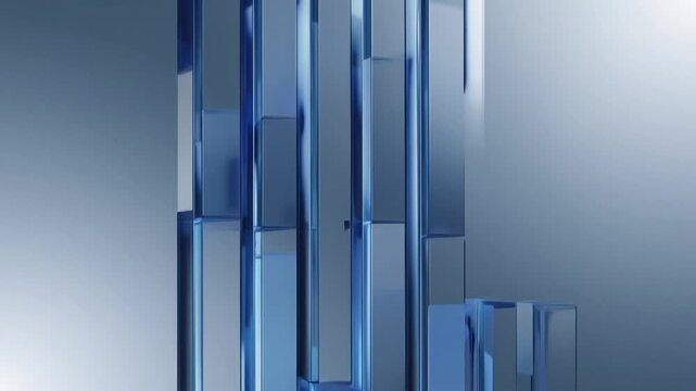 Non-Objective Tech Upright Layered Geometric Square Forms Blue Hue Having Area for Text.