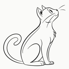 Minimalist Cat Line Art | Elegant Sitting Cat Outline Drawing