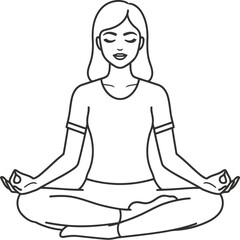 Woman meditating in lotus pose achieving inner peace and tranquility yoga and mindfulness vector
