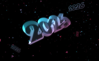 2026 year symbol digital concept 3d illustration