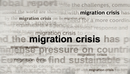 Migration crisis headline titles media 3d illustration