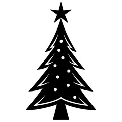 Black Christmas Tree Star Decoration silhouette white