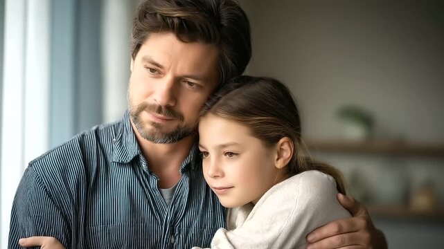 Father guides his daughter in a warm supportive moment