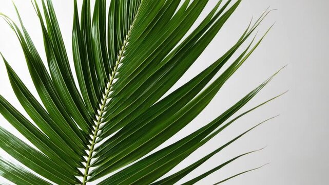 Beautiful green leaf from coconut palm tree presented with isolated clipping path for design use