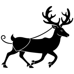 Black reindeer pulling sleigh festive silhouette
