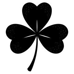 Black shamrock silhouette with white dots clover leaf