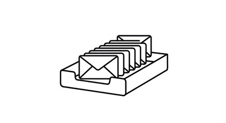 Inbox Icon Emails In Tray Line Art