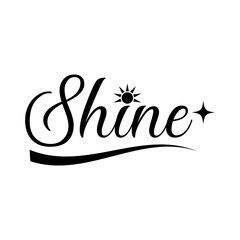 Shine script graphic, sun, stars symbol silhouette