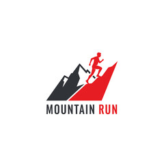 Mountain run activity sport, logo design vector illustration