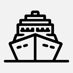 Cruise Ship Silhouette Simple Graphic, Modern Watercraft Ship Clip Art Cruise Ship Sign Isolated Flat Design Illustration Design