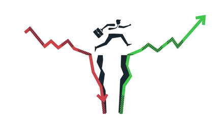 Bull and bear market trends isolated on transparent background transparent background