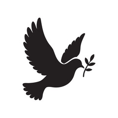 Silhouette of a Dove Carrying an Olive Branch A Symbol of Peace and Hope