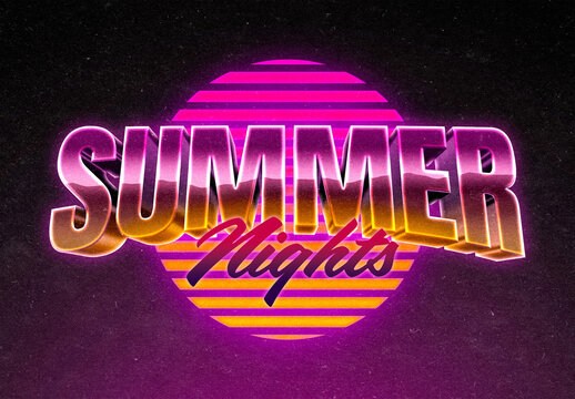 Vivid Retrowave Text Effect Mockup