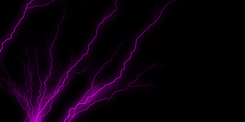 Glowing wavy lines template Color lightning concept in the dark energy magic abstract background. Lightning Effect Overlay, Isolated Electric Thunderstorm Bolt Strikes on Dark Night Sky Background. 