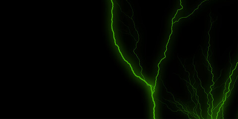 Black marble natural pattern for background, abstract natural marble black and green for design. Massive lightning bolt with branches isolated on black background.