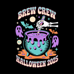 Psychedelic Haunted Cauldron Halloween T-Shirt Design