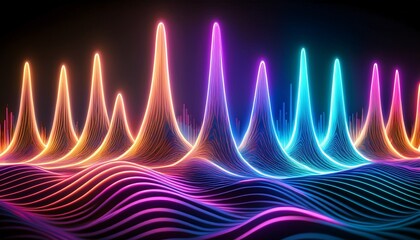 hypnotic neon sound waves create a pulsating electric rhythm illustrating the dynamic essence of sound visualized