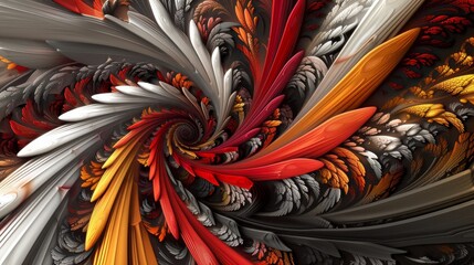 Vibrant abstract composition of colorful feathers created with generative ai techniques