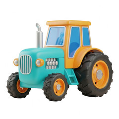 Obraz premium Cartoon tractor toy isolated on transparent background