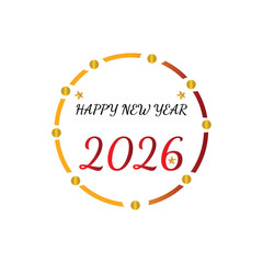 Celebrate upcoming 2026 with dazzling gold and red happy new year design elements and festive stars