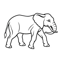 Obraz premium Silhouette of an elephant walking in the savanna isolated on a white background