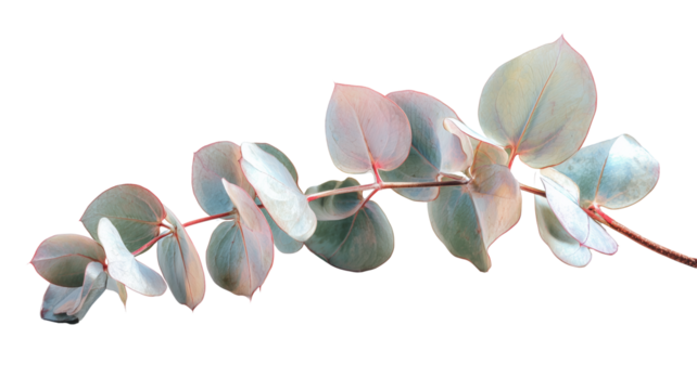Eucalyptus twig with delicate pastel coloring delicate nature photography subject isolated transparent background