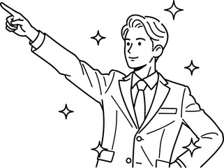 Illustration of man pointing business success leadership concept