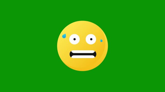 Anxious emoji sweating nervously with wide eyes and gritted teeth on a vibrant green background