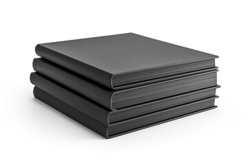 four black books in stack, isolated on white background