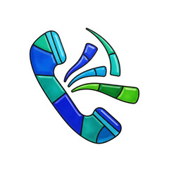 Vibrant, segmented blue and green telephone icon with radiating call signals, perfect for telecommunication branding, customer service apps, contact page buttons, or digital marketing.