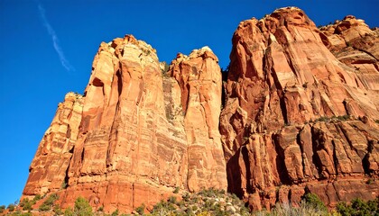 Fototapeta premium Exploring majestic rock formations under a clear blue sky