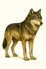 Obraz premium Realistic Wolf Illustration Isolated on White Background