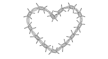 Barbed wire heart shape symbolic danger tough love metal texture romantic edgy design