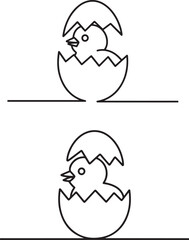 Obraz premium Continuous line art chick hatching from egg minimal abstract Easter outline vector illustration