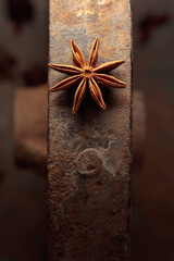 Anise on a rusty background.