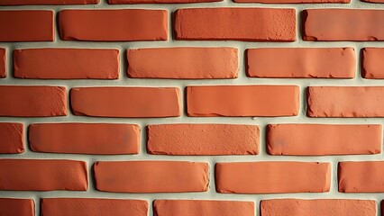 Obraz premium Close-up view of a textured red brick wall with warm vintage tones and even lighting.