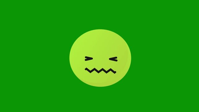 Emoticon expressing discomfort or disgust against a vibrant green background, conveying a relatable feeling.