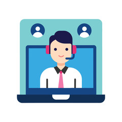 Video Conference Call Vector Illustration