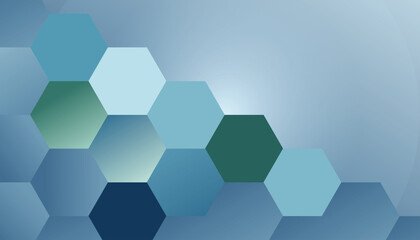 Abstract blue hexagon honeycomb background with soft gradient light modern geometric pattern banner for technology, business, corporate design, vector