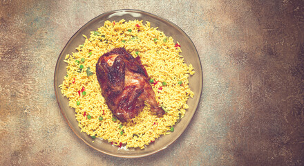 kabsa, rice with chicken, Saudi Arabian dish, national dish, homemade, no people,