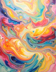 Fototapeta premium Vibrant swirling patterns of mixed paint colors create a mesmerizing abstract design.
