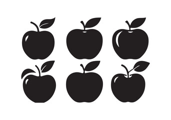 Apple icon set. Apple vector silhouette. apple fruit with leaf flat icon, vector illustration eps10.