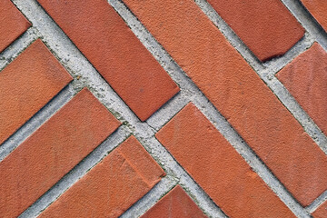 Geometric Red Brick Wall Pattern for Architectural Design and Texture