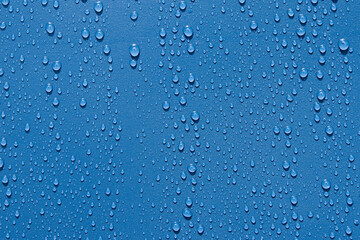 Water drops on a blue background