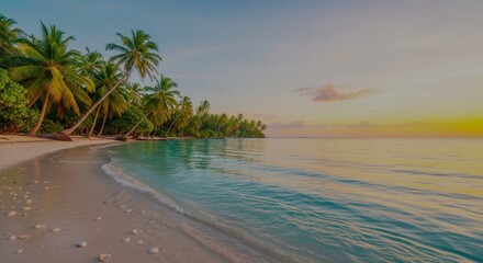 tropical beach with sunset
