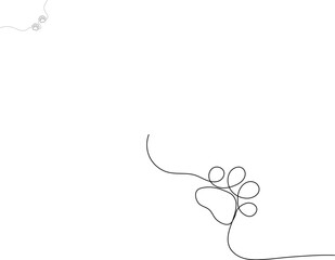 Minimalist continuous one line drawing of a dog paw print on a white background, perfect for modern art and design