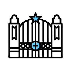 Obraz premium Vector art of stylized gate with star ornament, perfect for architectural and security themed designs