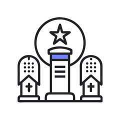 Vector art of stylized memorial with tombstone and star, perfect for historical and commemorative designs