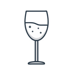 Vector art of elegant wine glass with bubbles, a minimalist icon for celebrations, parties, and special occasions